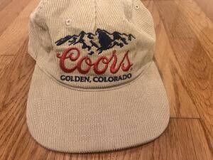 Vintage Style Coors Banquet Beer Corduroy Snapback Hat Logo Golden Colorado Cap